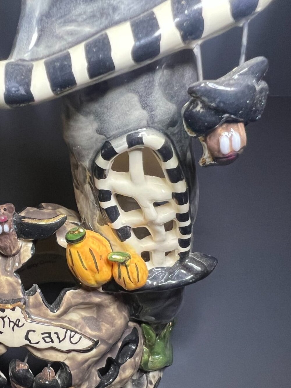 VTG 2002 Blue Sky Heather Goldminc Clayworks Halloween Tealight Bat Cave House - Picture 9 of 11